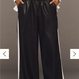 Anthropologie Black Track Pants with White Stripes